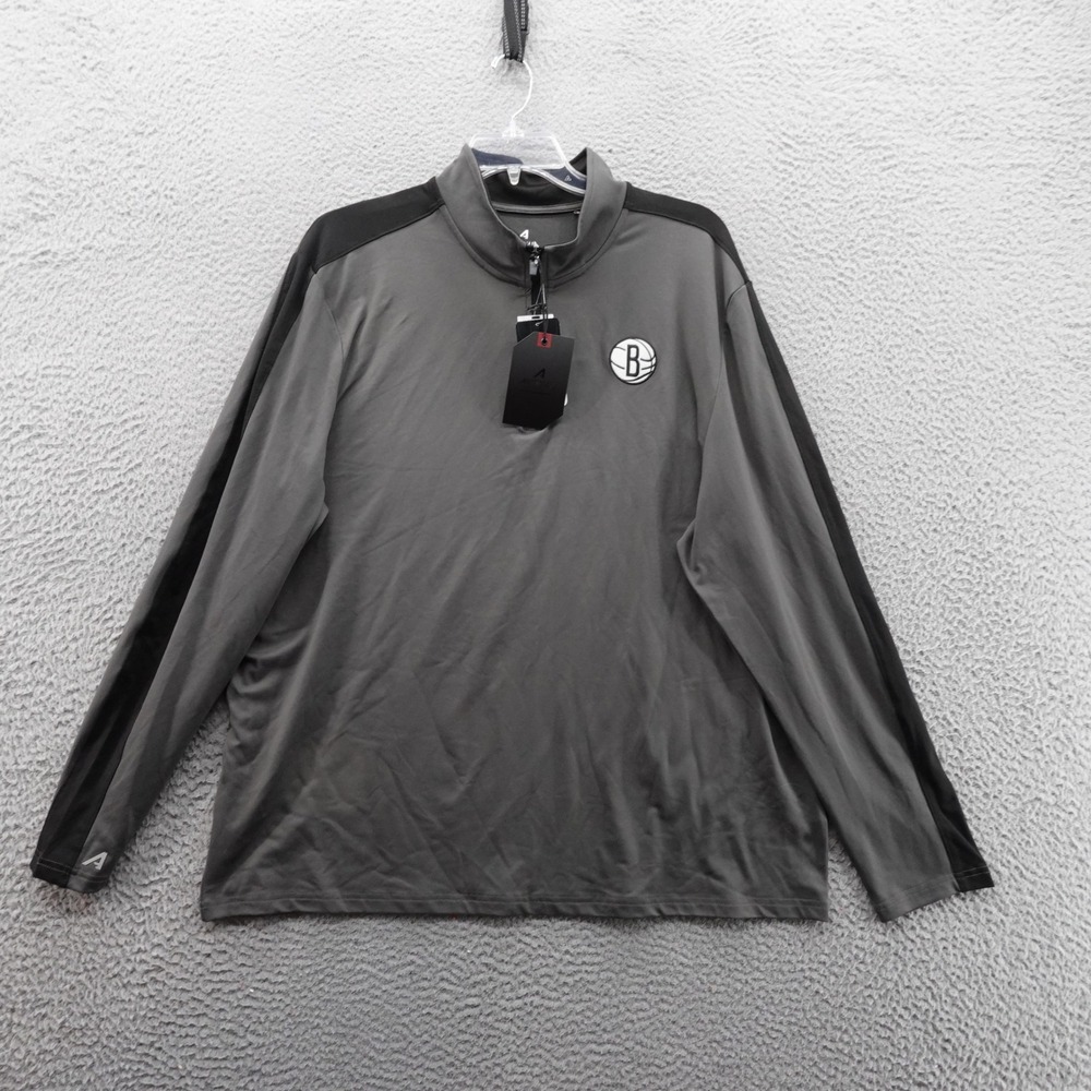 NBA Brooklyn Nets‎ Antigua Gray Pullover Long Sleeve Quarter Zip Shirt 2XL NWT